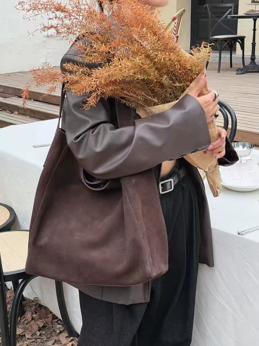 Customized for Individuals Large Capacity Winter Tote High Class Matte Suede Wool Women Handbag Coffee Kakhi Travel Shoulder Bag