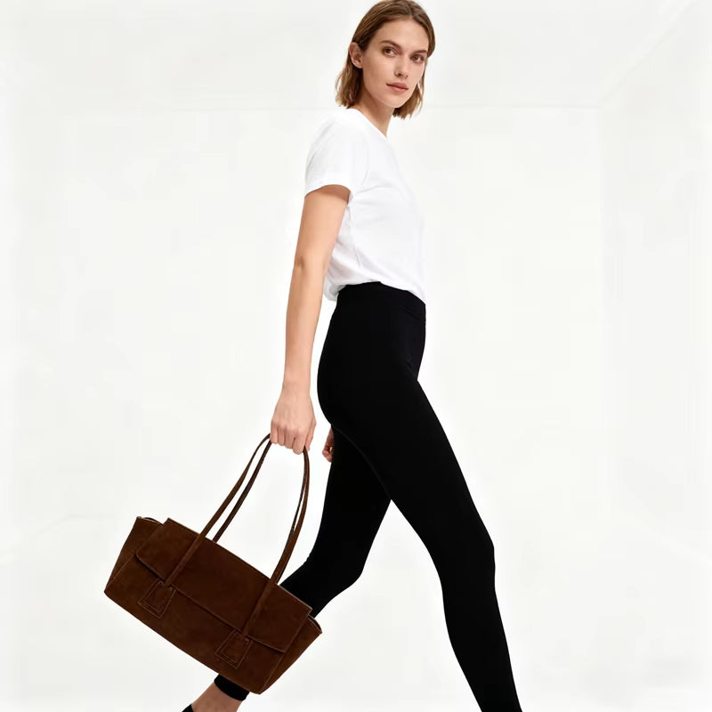 New 2026 Winter Spacious Trapeze Tote Euro American Style Matte Suede Leather Female Handbag Luxury Armpit Shoulder Bag