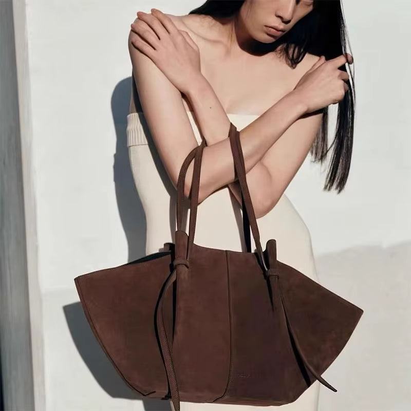 Women'S European and American Retro Imitation Deer Skin Velvet Tote Bag, Large Capacity Underarm Single Shoulder Handbag