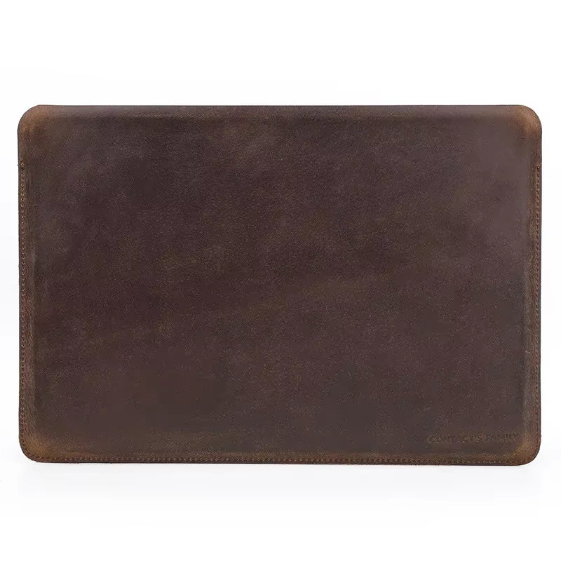 Hand-Made Cowhide Genuine Leather Laptop Bags Cases Storage Organizer Sleeve for Macbookair 13.6In Notebook Computer Travel