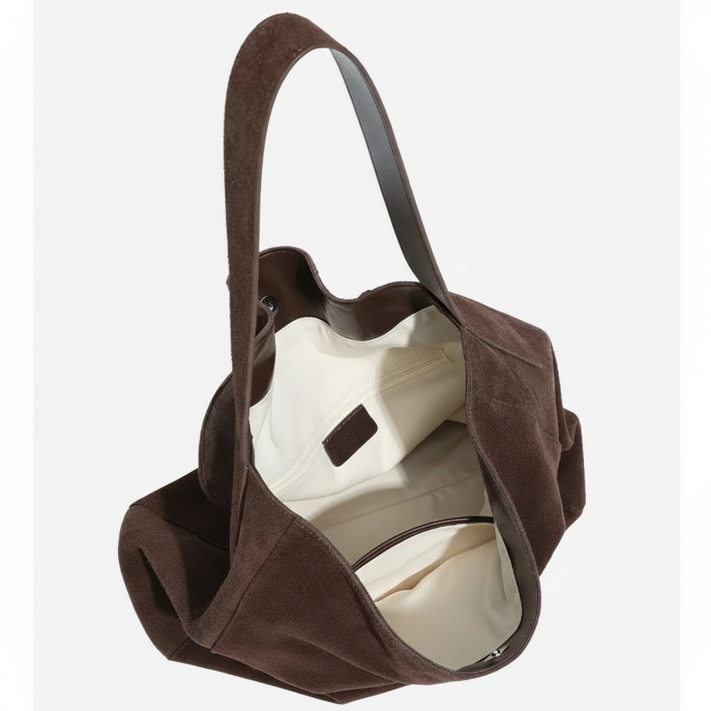 Customized for Individuals Large Capacity Winter Tote High Class Matte Suede Wool Women Handbag Coffee Kakhi Travel Shoulder Bag