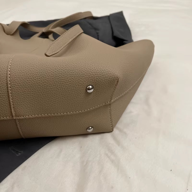 Branded Designer Shoulder Tote Bags for Women Soft PU Leather 2-IN-1 Big Capacity Shopper Tote Set 2025 Luxury Designer Handbags