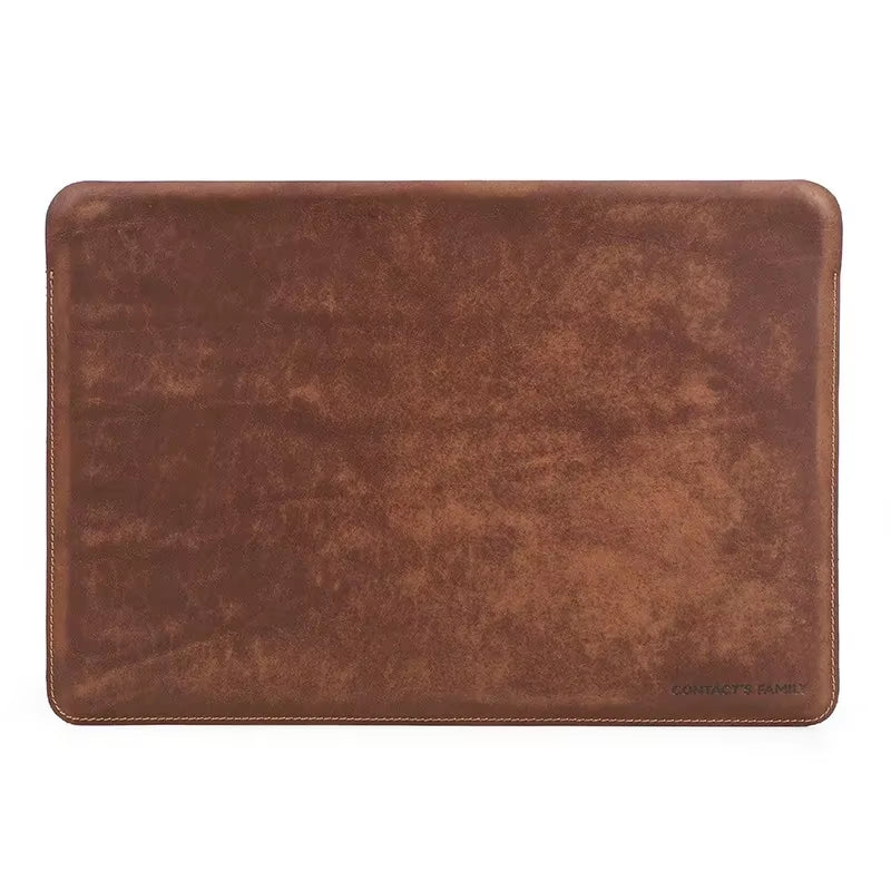 Hand-Made Cowhide Genuine Leather Laptop Bags Cases Storage Organizer Sleeve for Macbookair 13.6In Notebook Computer Travel