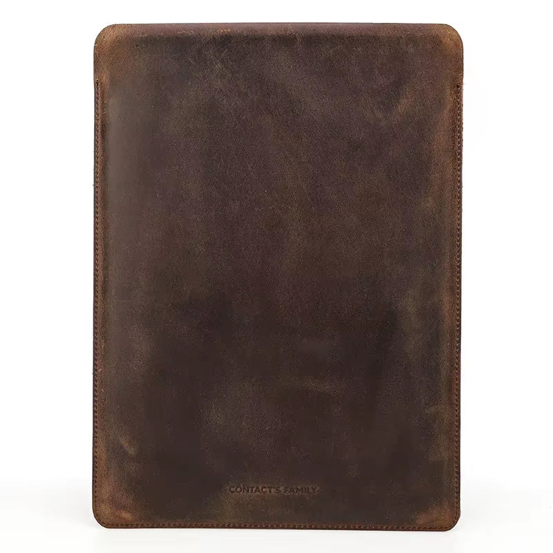 Hand-Made Cowhide Genuine Leather Laptop Bags Cases Storage Organizer Sleeve for Macbookair 13.6In Notebook Computer Travel